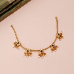 Antique Mango Motif Pearl Drop Necklace