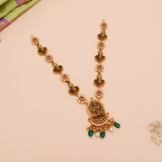 Antique Silver Lakhsmi Necklace with Floral Kundan Accents