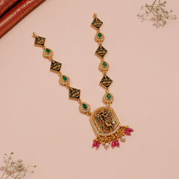 Antique Silver Peacock Necklace with Floral Kundan Accents
