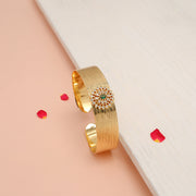 Modern Adjustable Fit Silver Kada with Floral CZ Accents