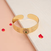 Modern Adjustable Fit Silver Kada with Floral CZ Accents