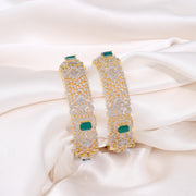 Emerald Royale Diamond-Style Silver Bangles