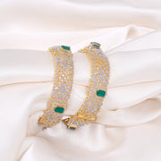 Emerald Royale Diamond-Style Silver Bangles