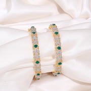 Emerald Floral Sparkle Silver Bangles