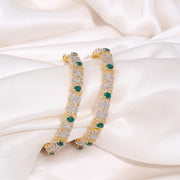 Emerald Floral Sparkle Silver Bangles