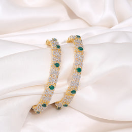 Emerald Floral Sparkle Silver Bangles