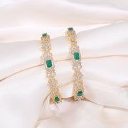 Premium Emerald Floral Silver Bangles