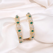 Floral Emerald Statement Silver Bangles