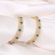 Floral Emerald Statement Silver Bangles