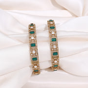 Luxury Emerald Polki Designer Bangles