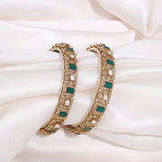 Luxury Emerald Polki Designer Bangles