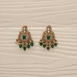 Victorian Silver Earrings with Emerald & Pearl Drops