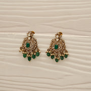 Victorian Silver Earrings with Emerald & Pearl Drops