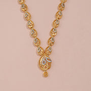 Elegant Ruby and CZ Pearl Drop Bridal Necklace
