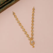 Elegant Ruby and CZ Pearl Drop Bridal Necklace