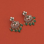 Silver and Kundan Earrings with Pearl and Stone Bead Hangings
