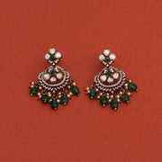 Silver and Kundan Earrings with Pearl and Stone Bead Hangings