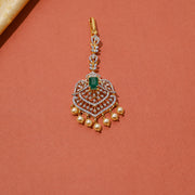 Contemporary Silver Maang Tikka with Pearl Hangings