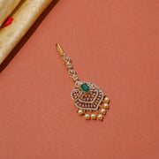 Contemporary Silver Maang Tikka with Pearl Hangings