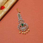 Majestic Silver CZ Maang Tikka with Pearl Hanginigs