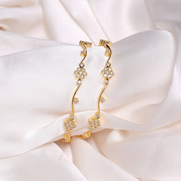 Stylish Curvy Design Silver CZ Bangles