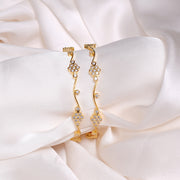 Stylish Curvy Design Silver CZ Bangles