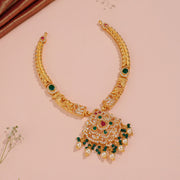 Heritage Silver Kundan Necklace with Floral Pendant