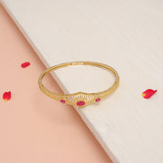 Occasion Wear Silver Kada in Gold Finish with Rubies
