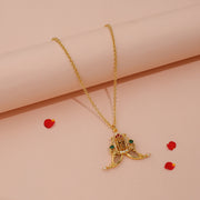 Traditional Rama Parivar Tiger Claw Pendant with Ruby Emerald Accents