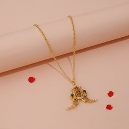 Traditional Rama Parivar Tiger Claw Pendant with Ruby Emerald Accents