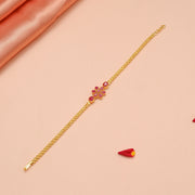 Floral Ruby Silver Bracelet in Gold Finish