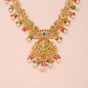 Divine Balaji Temple Necklace with Pearl Drops