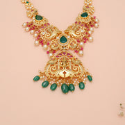 Regal Silver Ganesh Necklace with Beads & Pearl Drops