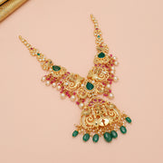 Regal Silver Ganesh Necklace with Beads & Pearl Drops