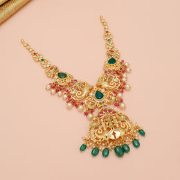 Regal Silver Ganesh Necklace with Beads & Pearl Drops