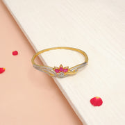 Contemporary Silver CZ Kada with Lotus Design