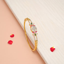 Royale Silver CZ  Kada with Multi Colour Stone Accents