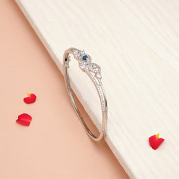 Luxe Silver CZ Kada with Blue Stone Highlight