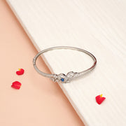 Luxe Silver CZ Kada with Blue Stone Highlight