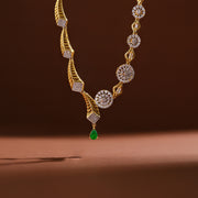 Dual Style Silver CZ Necklace with Emerald Drop