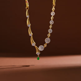 Dual Style Silver CZ Necklace with Emerald Drop