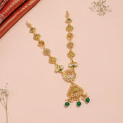 Royal Antique Silver Kundan Necklace with Emerald Green Beads