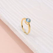 Minimalist Sky Blue Solitaire Silver Ring
