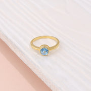 Minimalist Sky Blue Solitaire Silver Ring