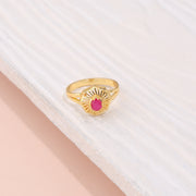 Radiant Ruby Sunburst Silver Finger Ring