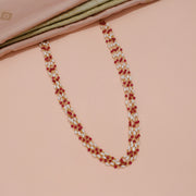 Elegant Ruby and Pearl Multi-Strand Beaded Mala Design