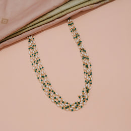 Elegant Emerald and Pearl Multi-Strand Beaded Mala Design