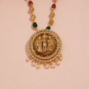 Divine Rama Parivar Temple Pendant with Pearl Drop Accents