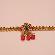 Elegant Floral Kemp Choker with Emerald Center and Ruby Drops