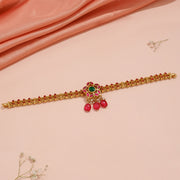Radiant Floral Kemp Choker with Green Stones and Ruby Drops